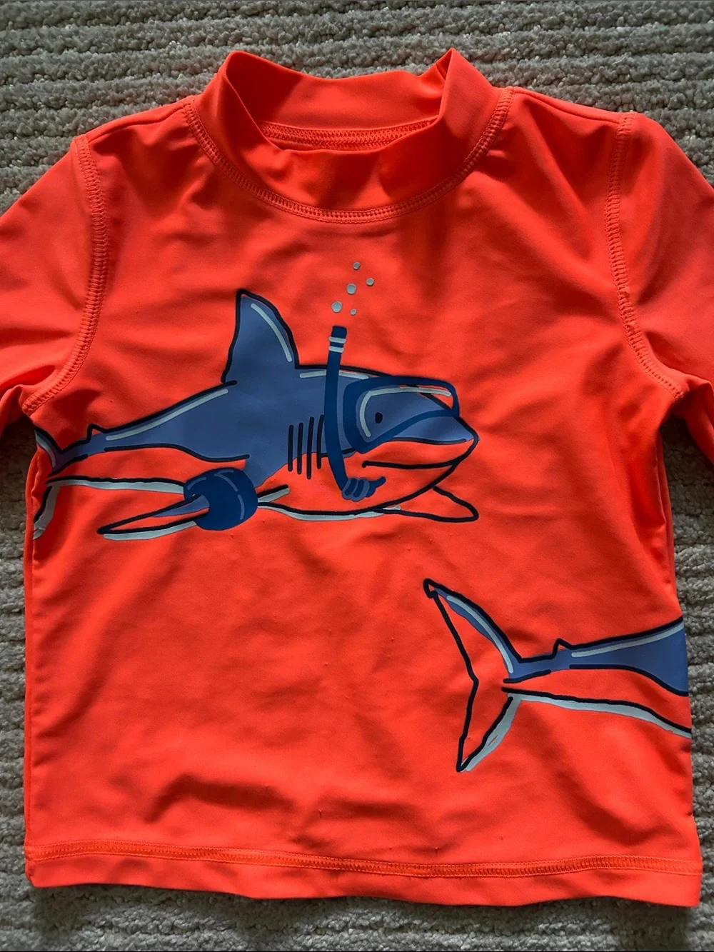 Kids Orange & Blue Shark Rash Guard Swim Set